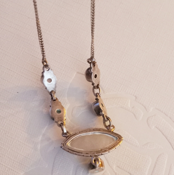 ◇ Vintage Sterling Silver Moonstone Pendant Drop Necklace ◇ - Picture 5 of 7